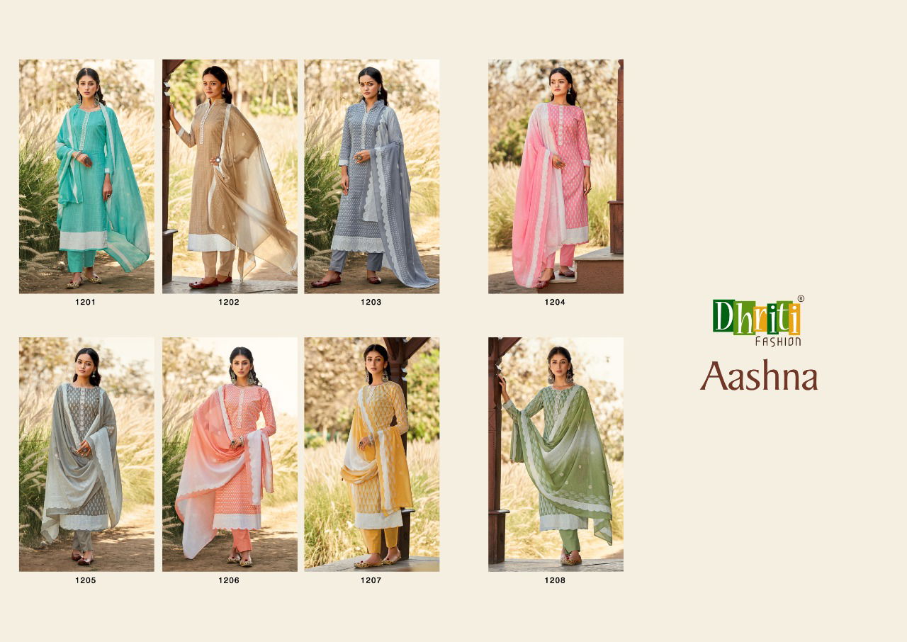 DHRITI AASHNA New Designer Fancy Ethnic Wear Cotton Salwar Suit Collection
